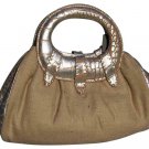 Donald J Pliner Gator Metallic Leather Linen Purse Handbag New Lge Tote $425 NWT Donald J Pliner Gator Metallic Leather Linen Purse Handbag New Lge Tote $425 NWT