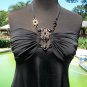 Cache Ruched Embellished Halter Top New XS/S/M Gemstone Chain Built In Bra $118