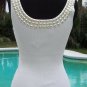 Cache Rib Knit Pearlized Embellished Neck Stretch Top New Size XS/S NWT $88