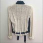 Cache Denim Body Wool Blend Cream Knit Sleeve Top Jacket New + Belt XS/S/M $188