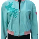 Donald Pliner Butter Leather Bomber Jacket Coat Embroidery New S/M Lined $1500