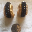 Vintage BELLINI by Formart BLACK Swarovski Crystal Gold Tone Clip Earrings EUC