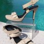 Donald Pliner Couture Champagne Suede Gator Leather Shoe New Ankle Wrap $265 NIB