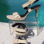 Donald Pliner Couture Champagne Suede Gator Leather Shoe New Ankle Wrap $265 NIB