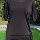 Cache Ruched Side Tie Stretch Silk Poly Top New Tunic Stretch XS/S/M NWT $88