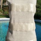 Cache Ivory Light Gold Metallic Stretch Cami Top New Sequin Embellished XL $108