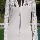 Cache Peek A Boo Crochet Neck Sleeves Knit Top Key Hole Stretch XS/S/M/L NWT $98 Cache Peek A Boo Crochet Neck Sleeves Knit Top Key Hole Stretch XS/S/M/L NWT $98