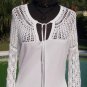Cache Peek A Boo Crochet Neck Sleeves Knit Top Key Hole Stretch XS/S/M/L NWT $98