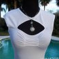 Cache Stretch Key Hole Cut Out Ruched Bust Top New Size S Body Hugging NWT $88
