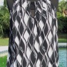 Cache Stretch Peek A Boo Bust Bubble Wave Top Cut In Sleeve Black White NWT $88 Cache Stretch Peek A Boo Bust Bubble Wave Top Cut In Sleeve Black White NWT $88