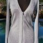 Cache Up Zip All The Way Front Silver Metallic Top New XS/S Stretch $128 NWT