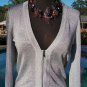 Cache Up Zip All The Way Front Silver Metallic Top New XS/S Stretch $128 NWT