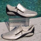 Donald Pliner Metallic Silver Leather Shoe New Athletic Inspired Flex 6.5 $225