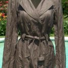 Cache Trench Coat + Belt Crinkle Twill Jacket New XS/S Latte Metallic Color $198