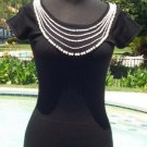 Cache Multi Size Pearl Embellished Stretch Knit Top New Size XS/S $98 NWT Black Cache Multi Size Pearl Embellished Stretch Knit Top New Size XS/S $98 NWT Black