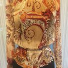 Cache Peasant Boho Sheer Illusion Top New Sz S/M May Wear Off Shoulder $118 NWT