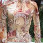 Cache Peasant Boho Sheer Illusion Top New Sz S/M May Wear Off Shoulder $118 NWT