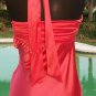 Cache Silk Ruched Lace Up Halter Top New Size XS/S Built In Bra Coral NWT $98
