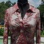 Cache Ruched Dip Dye Tie Dye Metallic Button Plunging V Top New Size S/M $98 NWT