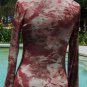 Cache Ruched Dip Dye Tie Dye Metallic Button Plunging V Top New Size S/M $98 NWT