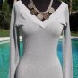 Cache Ruched Dip Dye Tie Dye Metallic Button Plunging V Top New Size S/M $98 NWT