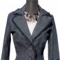 Cache Black Denim Top Jacket New Size 0/2/4/6 Eyelash Trim Stretch $168 NWT