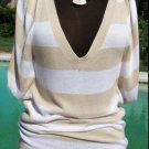 Cache Plunging V Neck Ruched Knit Tunic Top New Sz S/M Banded Bottom Stretch $88 Cache Plunging V Neck Ruched Knit Tunic Top New Sz S/M Banded Bottom Stretch $88