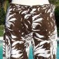 Cache Stretch Brown White Flower Crop Capri Pant New Size 0/2/4 XS/S $88 NWT