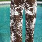Cache Stretch Brown White Flower Crop Capri Pant New Size 0/2/4 XS/S $88 NWT