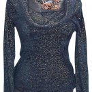 Cache Black Metallic Oversize Collar Top New SUPER Soft Stretch XS/S/M/L $98 NWT Cache Black Metallic Oversize Collar Top New SUPER Soft Stretch XS/S/M/L $98 NWT