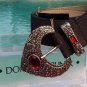 DONALD PLINER Rust Suede Metallic Leather Belt New Sz XS/S/M $165 NWT match shoe