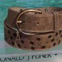 DONALD PLINER Rust Suede Metallic Leather Belt New Sz XS/S/M $165 NWT match shoe