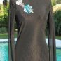 Cache Sheer Illusion Mesh Bling Embroidery Embellished Top New Size M LINED NWT