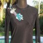 Cache Sheer Illusion Mesh Bling Embroidery Embellished Top New Size M LINED NWT