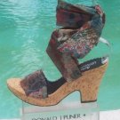 Donald Pliner Couture Hand Carved Cork Leather Platform Shoe New Silk Scarf $250 Donald Pliner Couture Hand Carved Cork Leather Platform Shoe New Silk Scarf $250