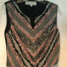 Dorothy Schoelen Platinum Vintage Top Black Red White Geometric Design Size M