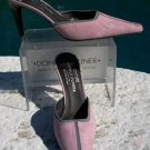 Donald Pliner Couture Suede Leather Shoe Mule New Gray Neon Stripe $265 NIB 6 7