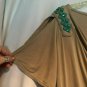 Cache Banded Bottom Top Stretch Split Sleeve Shoulder Embellished Sz L Drape Nec