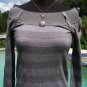 Cache Metallic Sexy Neck Shoulder Top New Size XS/S Stretch Rib Knit $98 NWT