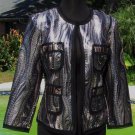 Cache Sequin Embellished Lined Top Jacket New Mesh Grosgrain Trim Sz XS/S/M $208