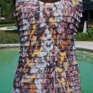Cache Animal Print Layered Ruffle Cami Top New Size M/L New Stretch NWT
