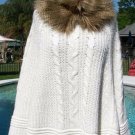 Cache Knit Poncho Sweater New XS/S/M Stretch Removable Faux Fur Collar $148 NWT Cache Knit Poncho Sweater New XS/S/M Stretch Removable Faux Fur Collar $148 NWT