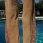 Cache Lined Camel Suede Leather Hand Crochet Insert Self-Belt Pant New $248 NWT