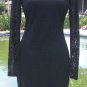 Cache Day Event Dress Stretch LBD Lined Sheer Shoulder Sleeves Key Hole $188 NWT