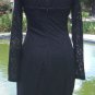 Cache Day Event Dress Stretch LBD Lined Sheer Shoulder Sleeves Key Hole $188 NWT