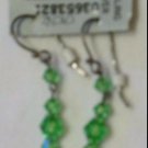 Cache Earring  Rhinestone Faceted Green Gemstone Crystals NWT Dangle Event $21