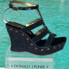 Donald Pliner Couture Suede Rosette Leather Wedge Shoe Hand Made New Sz 9.5 $295