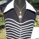 Cache Sheer Mesh OTTOMAN Event $158 Top New Size 8/10 M Black White NWT
