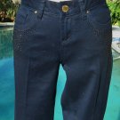 Cache Embellished Jean Pant New Denim Zipper Leg Rhinestone Stretch NWT $108