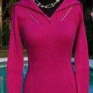 Cache Swarovski Crystals Zip Big Collar Top NWT S/M Rib Knit Stretch $138 NWT
